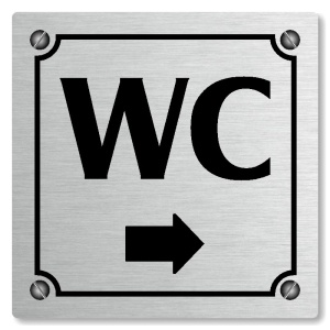 WC vpravo, 100x100mm, stříbrná, Kansas